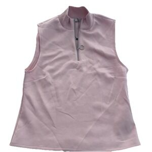 Zara WB collection Light Pink Athletic Quarter Zip Tank With Mock Neck, Size M
